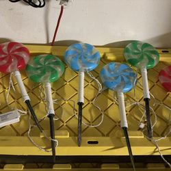2 sets of 3 Lollipop Candy Outdoor Lawn Lights - Christmas Lights - Simi Valley 