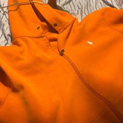 orange polo hoodie small