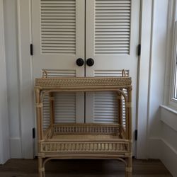 Modern Bohemian Natural Rattan 2-Tier Wine Cart $145.00 (MSRP $171.79) OBO