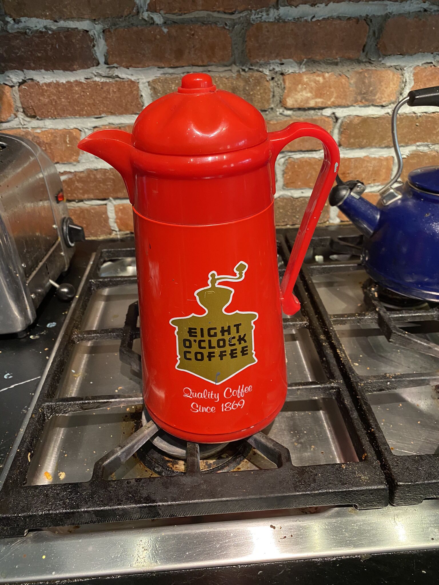 Vintage Red Eight O Clock Coffee Carafe