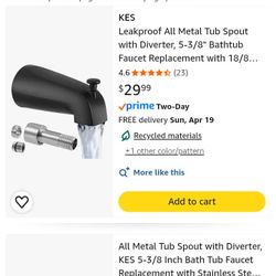 Leak Proof All Metal Tub Spout With Diverter