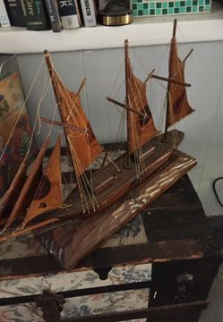 Old wooden boat ship model