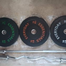 Olympic Bar $95, Curl Bar $69 & Bumper Plates $1.40 Per Lbs.
