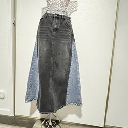 Maxi jeans Patchwork skirt  Size M vintage 