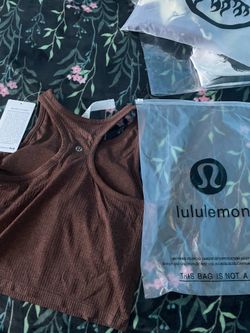 Lululemon Heathered Brown Ribbed Crop Tank Top NWT