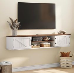 63” floating TV stand with barn doors