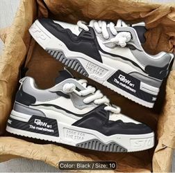 Men'S Chunky Skate Shoes Retro Streetwear Sneakers Platform Thick Sole Non-Slip Casual Walking Shoes Lace-Up Trendy Trainers