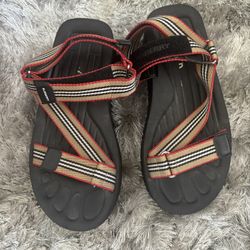 Burberry Patterson Stripe Platform Sandal logo dress shoes flats nova check 