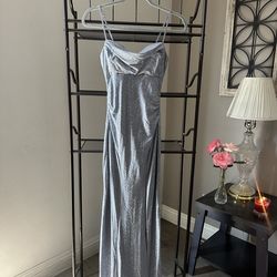 Silver shimmer evening gown