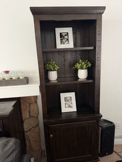 3-Piece Dark Wood Entertainment Center & Bookshelf Se
