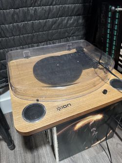 Record Player , With Stack Of Records