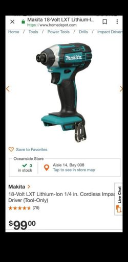NEW Makita 18v Cordless Impact Driver TOOL ONLY (No Battery or Charger)