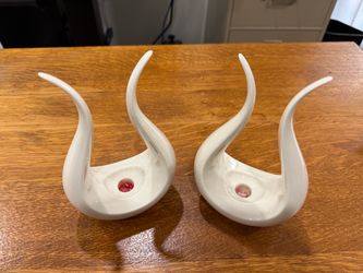 White Lenox Ceramic Candlestick Holders Set of 2