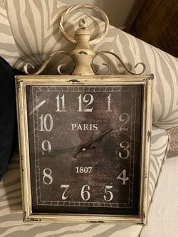 Clock antique looking white washed