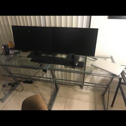 L-shape Glass Computer Desk-NEED GONE ASAP