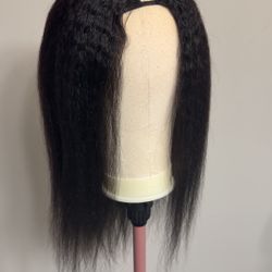 22Inch V Part Kinkystraight Wig Human Hair