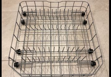 General Electric Dishwasher Rollers, Spray Arm and Upper & Lower Racks GE Dishwasher part number WD12X10267 (Stud & Roller Assembly), which are white