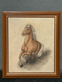 Vintage Sculpted Horse Relief Artwork Mixed Media Wall Decor Signed Cooper