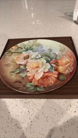 Hand-Painted Floral Decorative Porcelain Plate