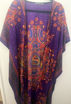 Royal Purple Kimono w/ Gold Fringe 