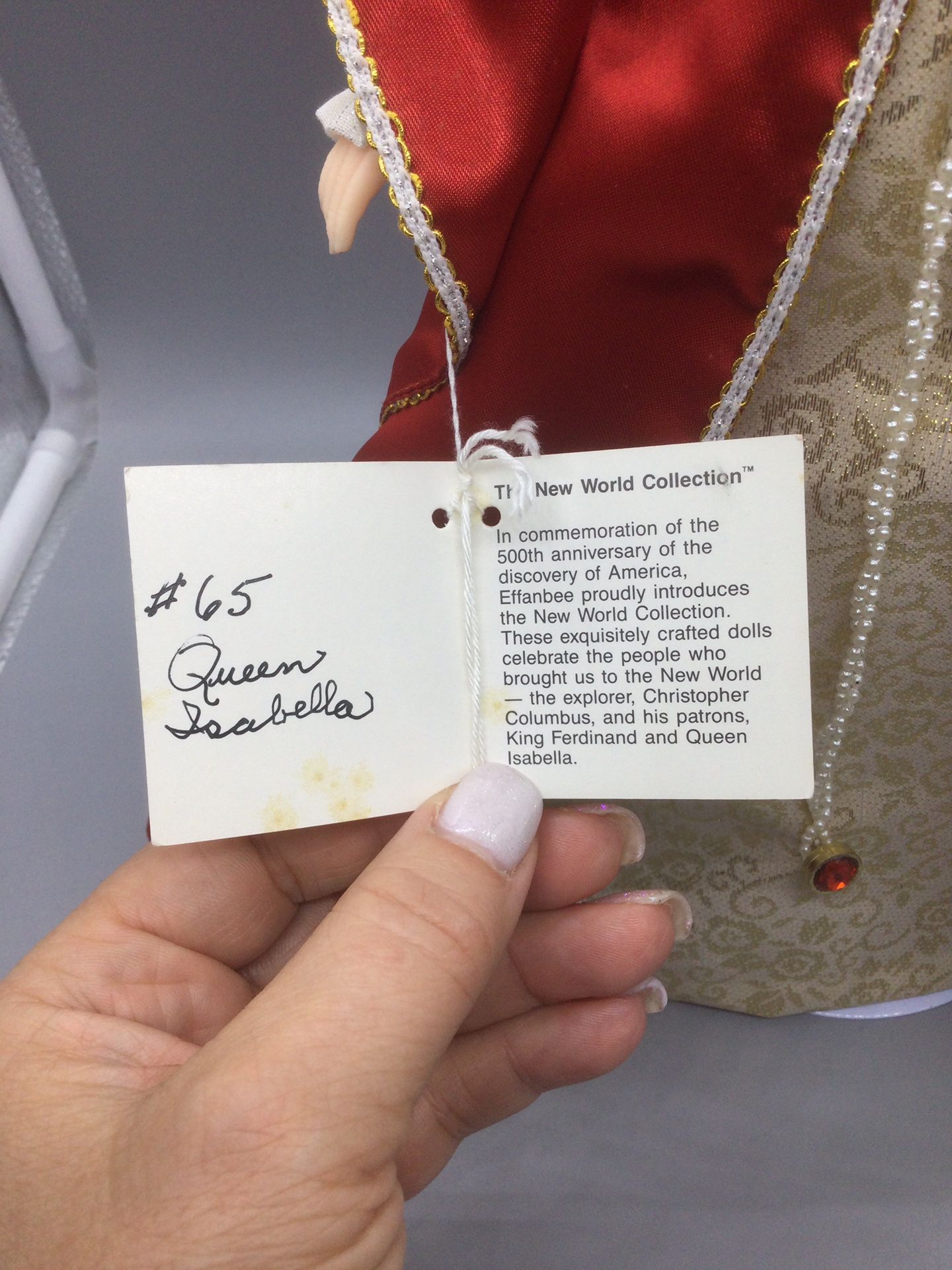 EFFANBEE THE NEW WORLD COLLECTION QUEEN ISABELLA DOLL RETIRED Renaissance Dress. Condition is "Used, it has some small spots on the dress". 15 inch