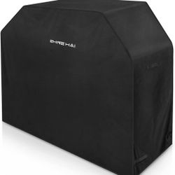 SHINE HAI BBQ Grill Cover, 58-Inch Waterproof 600D Heavy Duty Gas Grill Cover for Weber Brinkmann, Char Broil, Holland and Jenn Air, Black

