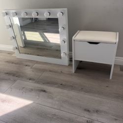 Vanity Mirror And Stool 