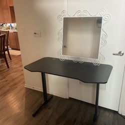 Desk and mirror