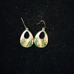 Green & Goldplated Texas Teardrop Earrings