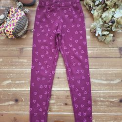 SIZE 6-6X MULBERRY HEARTS FLEECE-LINED LEGGINGS
