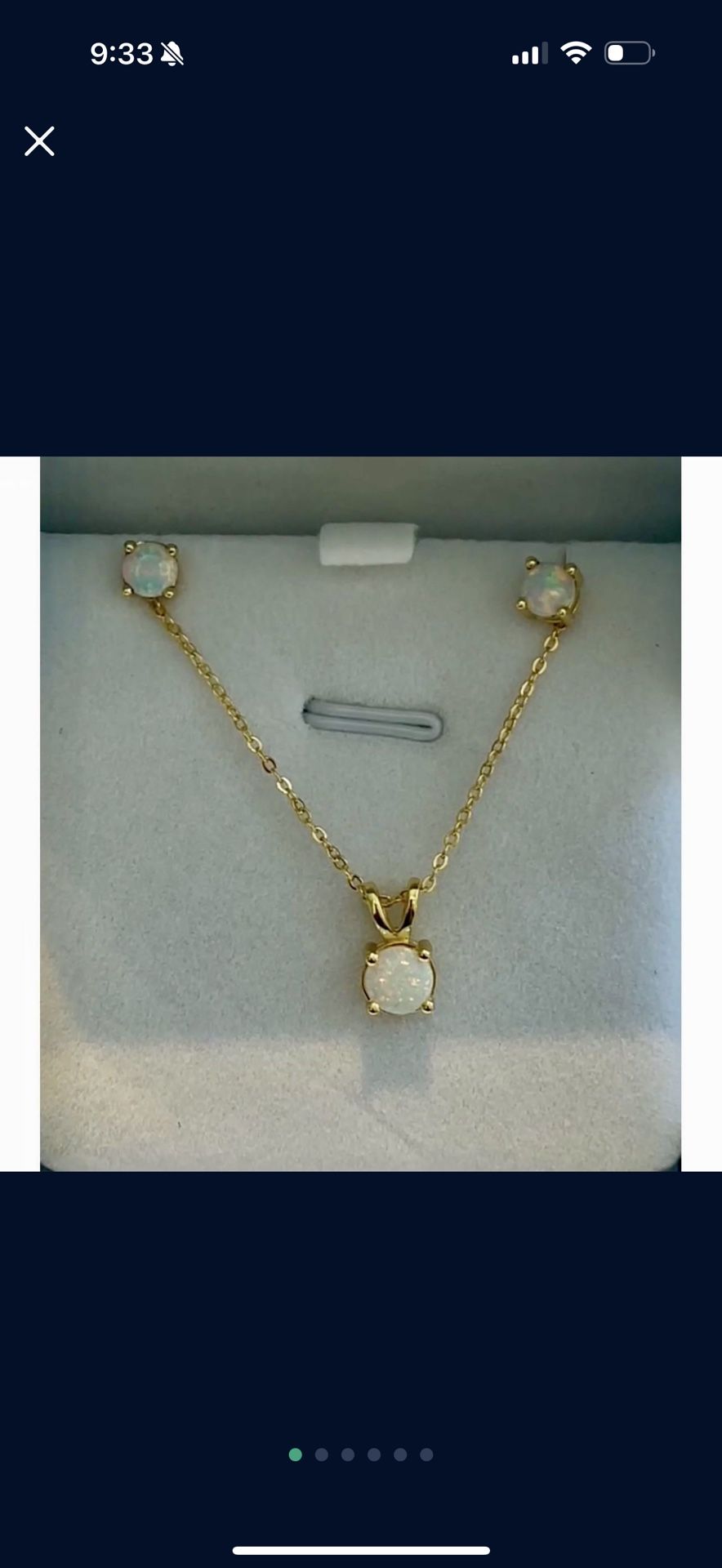 18k Gold Plating Over Solid Sterling Silver 925 Opal Earrings And Pendant Set