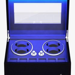 Watch Winder, 6/10 Slots Automatic Watch Winders with Serenity Blue Backlight and Memory Foam Pad, Open Lid Tech, 4 Modes (USB-DC Power Cord)