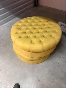 Yellow ottoman set 2 round