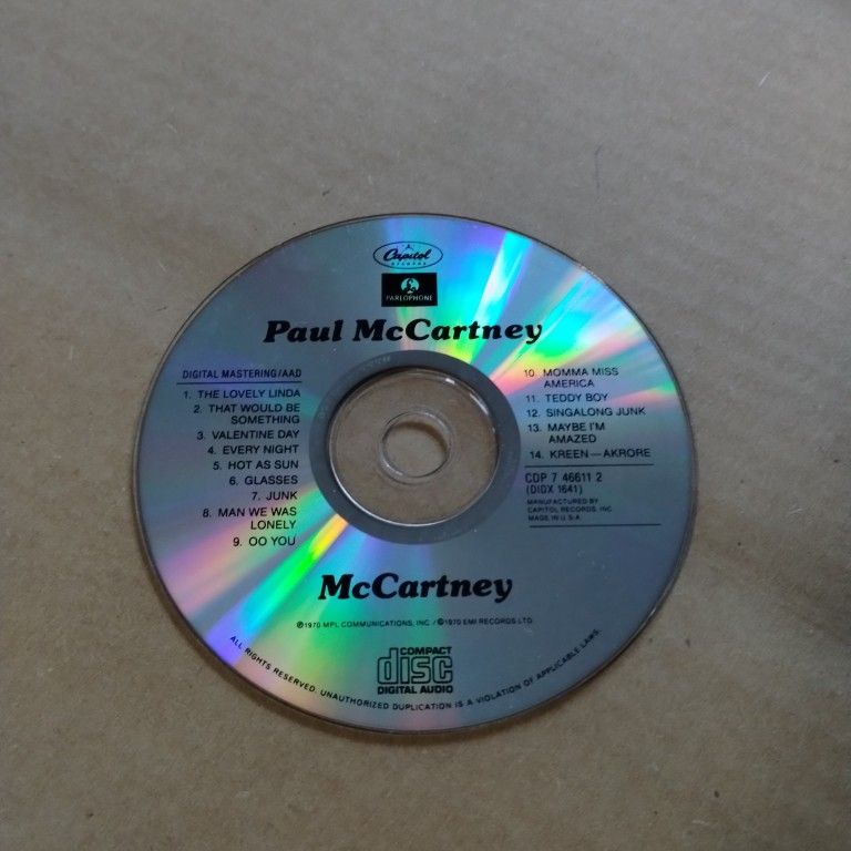 Paul McCartney "McCARTNEY" CD *Disc Only!