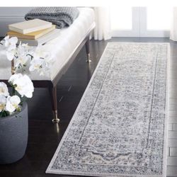 2ft X 8ft SAFAVIEH Oregon Collection 2'2" x 8' Light Blue/Ivory ORE877M Oriental Distressed Non-Shedding Living Room Entryway Foyer Hallway Bedroom Ru