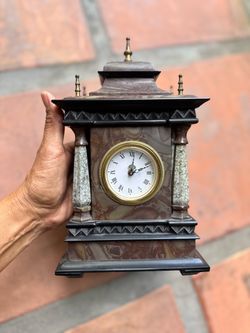 Antique Marble and Metal Mantel Clock Untested
