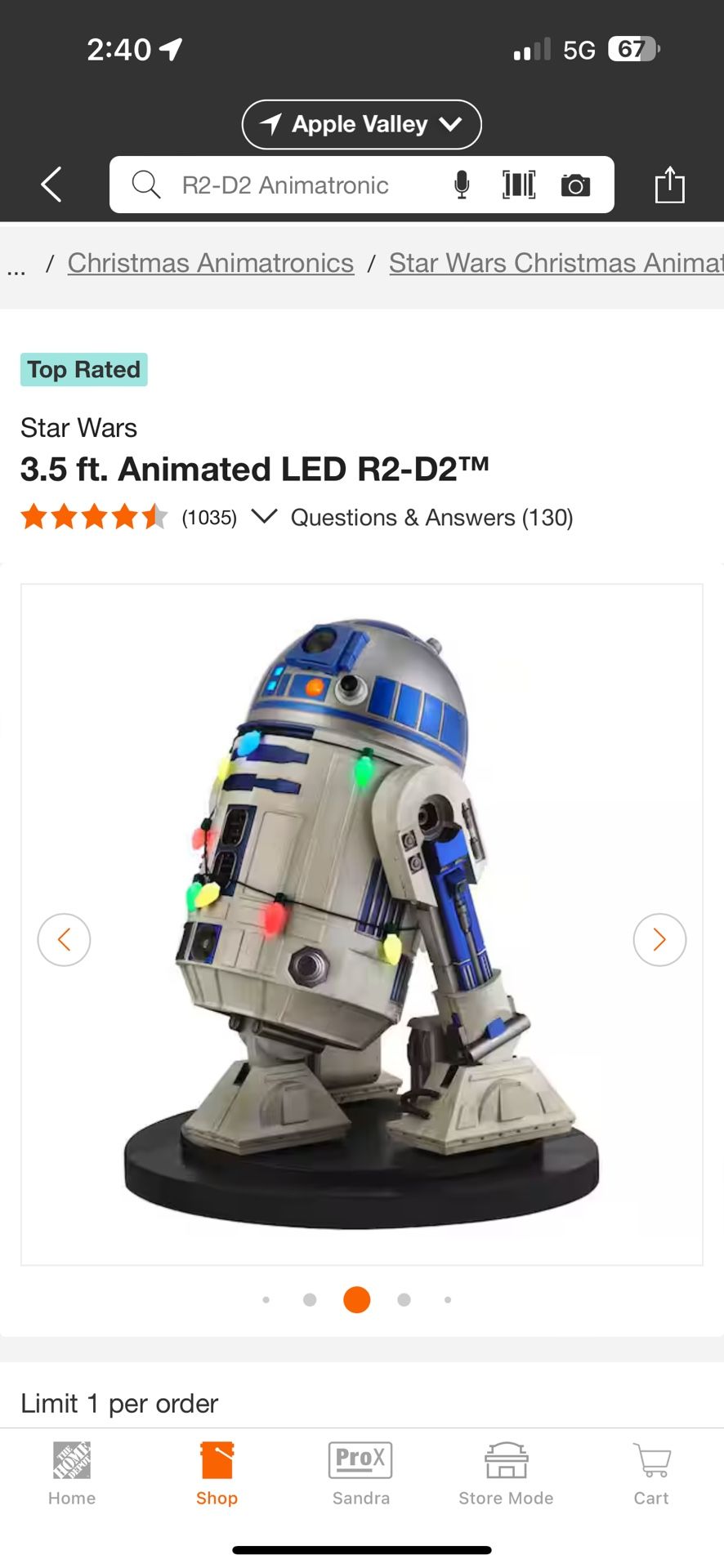 Star Wars 3.5 ft. Animated LED R2-D2