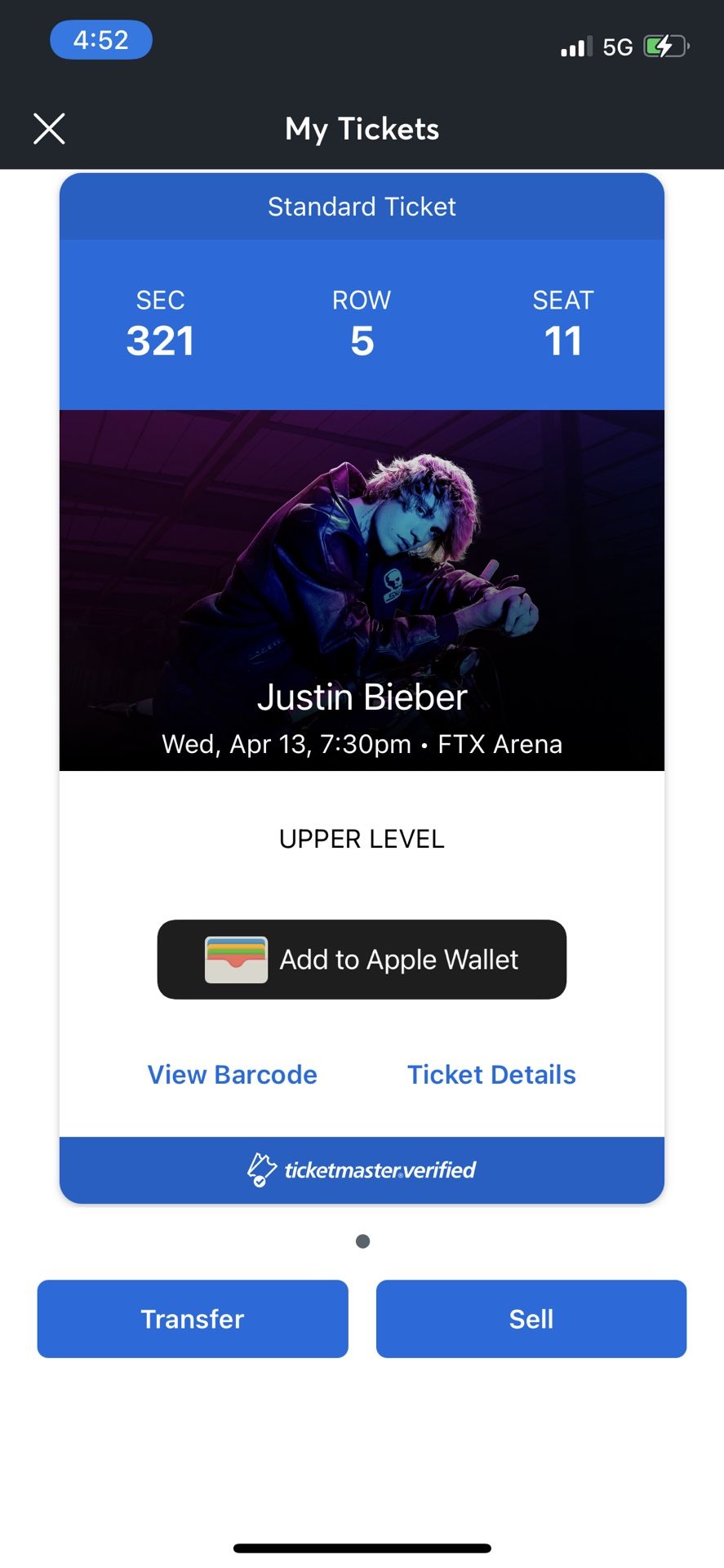 Justin Bieber Ticket In Miami