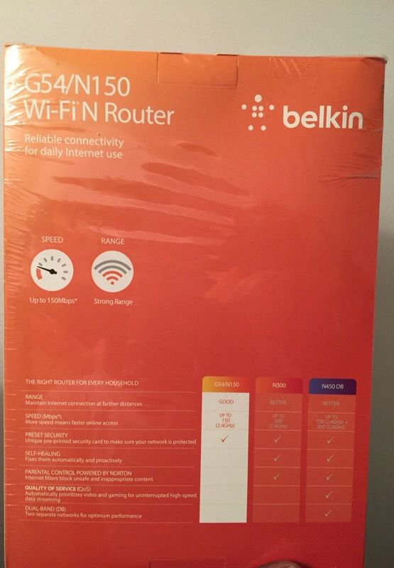 Belkin wifi and router G54/N150. Brand new in box