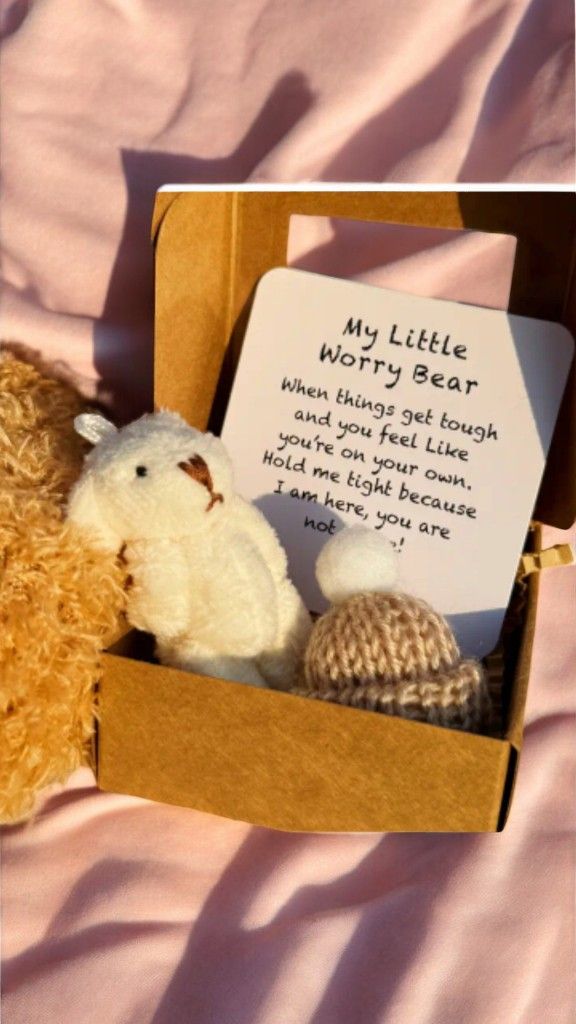 Mini Plush Teddy Bear in Box with Inspirational Card