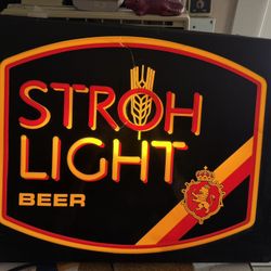 Vintage STROH LIGHT BEER Lighted Sign Stroh's Brewing Co Detroit, MI