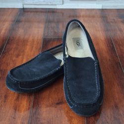 UGG Men’s Alder Faux Fur Suede Slippers In Black Size 10 US