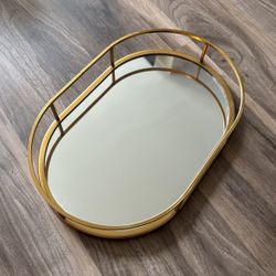 Gold Tray With Mirror Inside