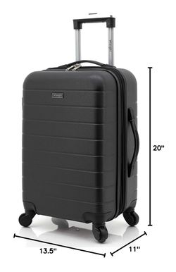 Wrangler Smart Luggage Set with Cup Holder and USB Port, Black, 20-Inch Carry-On