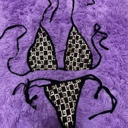 New Small black gold bikini swimsuit y2k goth emo festivalrave dance metallic   No size tag. piece is old stock from early 2000s