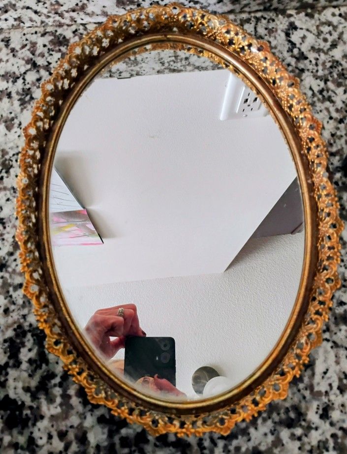 Vintage Gold Fillgree Vanity Mirror