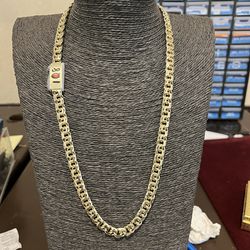 10k gold SOLID chino link chain 26inch, 9mm for a good price!!