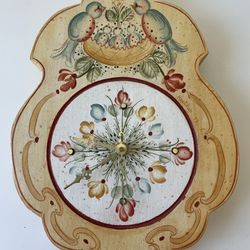 Clock – Hand Painted Wood, 10” X 7.5”, Excellent Condition