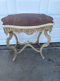 Antique French Provincial Carved Wood Accent Table