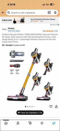 Meskos Cordless Stick Vacuum Cleaner 8-in-1